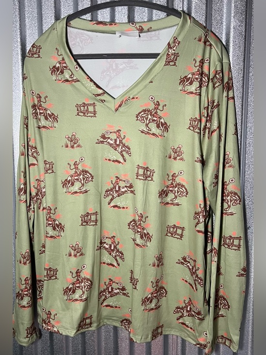 Rolling Ranch Tops - Rolling Ranch Boutique Western Print Long Sleeve Top 3X NWOT